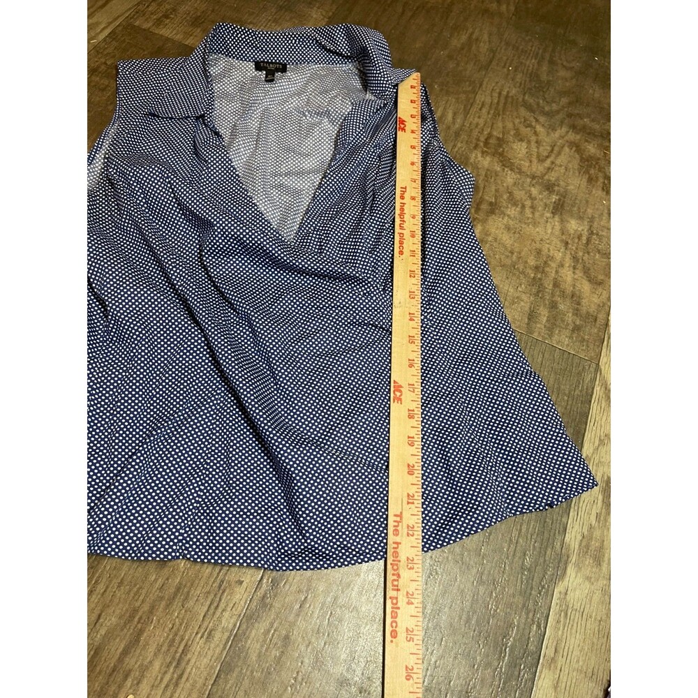 Talbots Top Womens Size 16 P Petite Blue with White Polka Dots Sleeveless